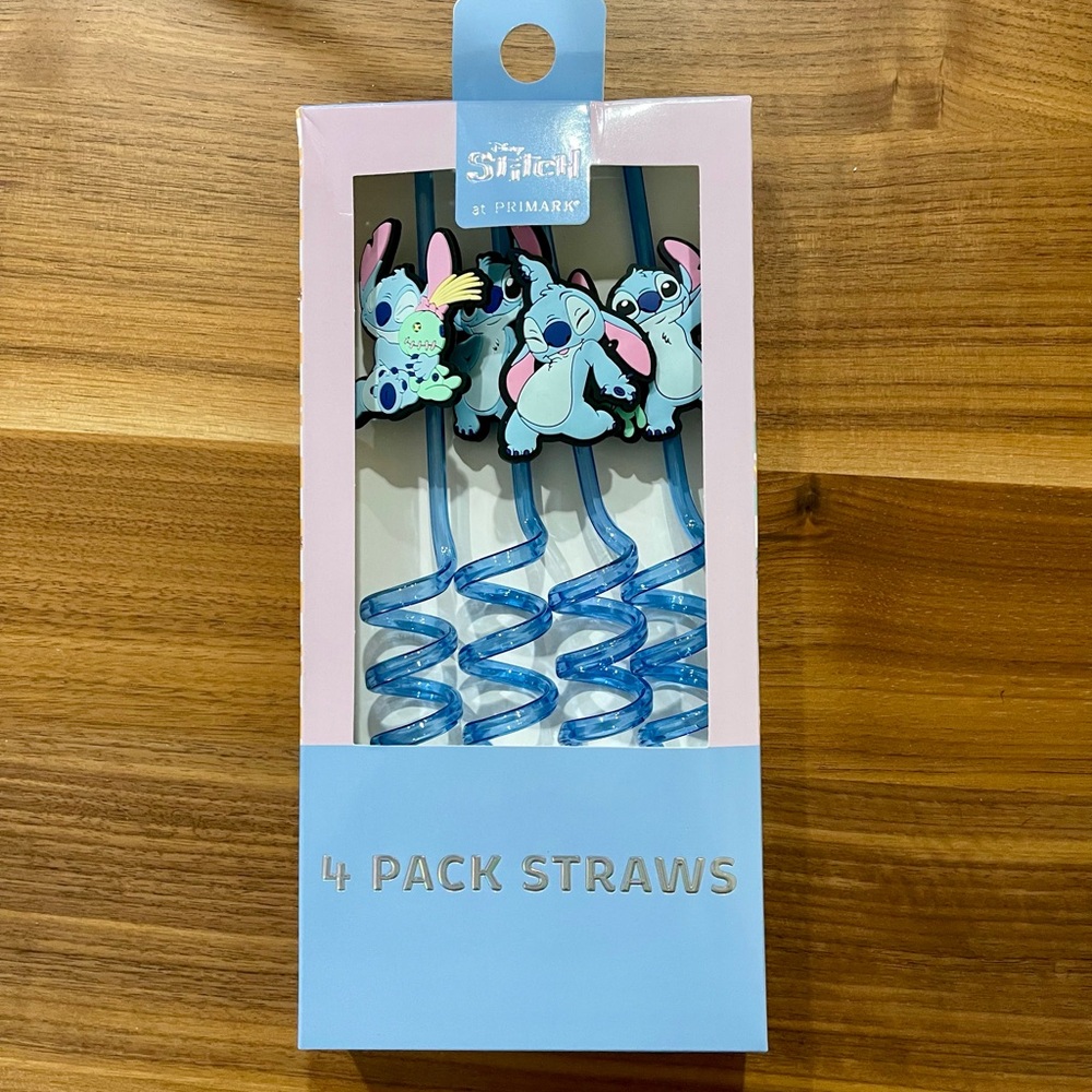 Disney Stitch and Scrump Character Curly Straws 4 Pack
